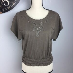 Free People Beaded Top Army Green size XS